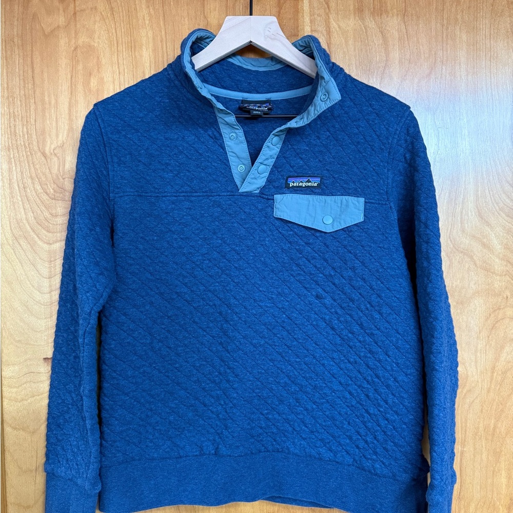 Patagonia Stone Blue Quilted Pullover Womens Size Small
